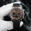 Rolex cosmograph Daytona in 18kt Everose gold with a chocolate and black dial on oyster flex
