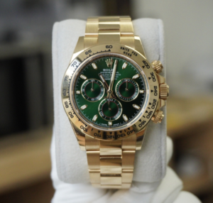 Rolex Daytona Cosmograph Green dial "JM" 18kt yellow gold