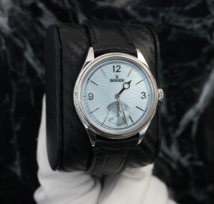 The Perpetual 1908 39mm in platinum with an alligator leather strap